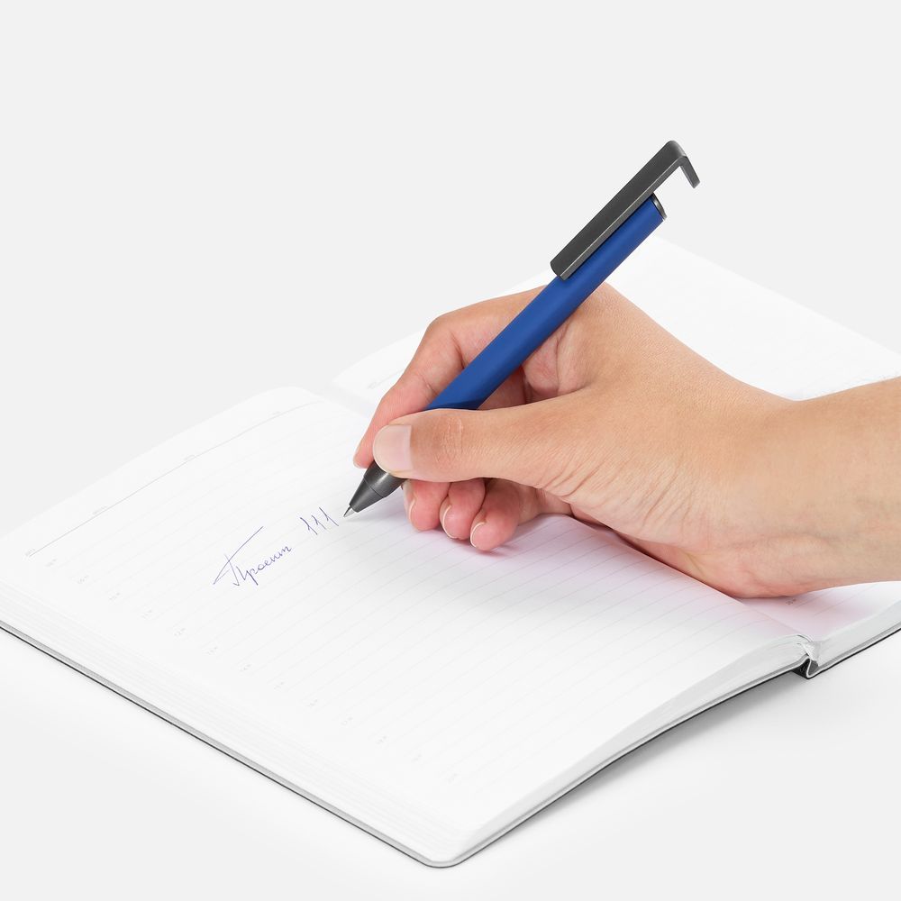 Ручка шариковая Standic с подставкой для телефона, синяя / Миниатюра WWW (1000)