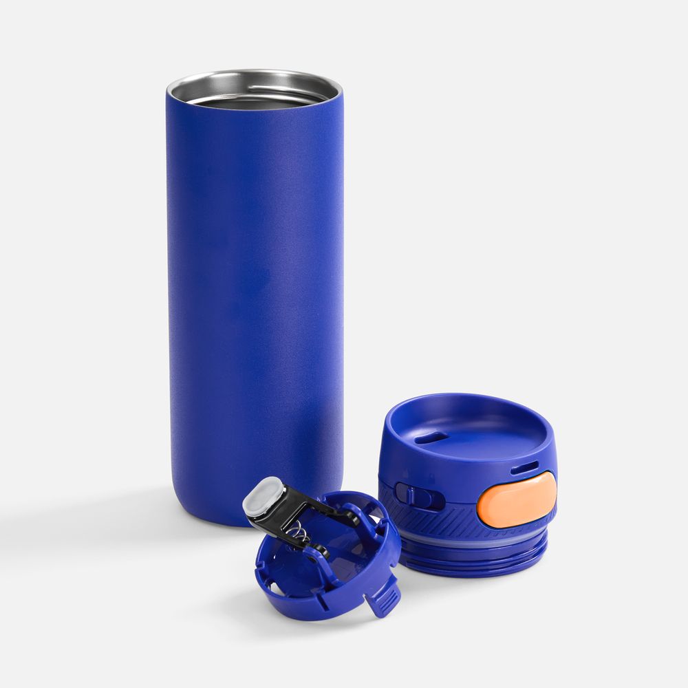 Термостакан X1 с цветной кнопкой, синий с оранжевым / Миниатюра WWW (1000)