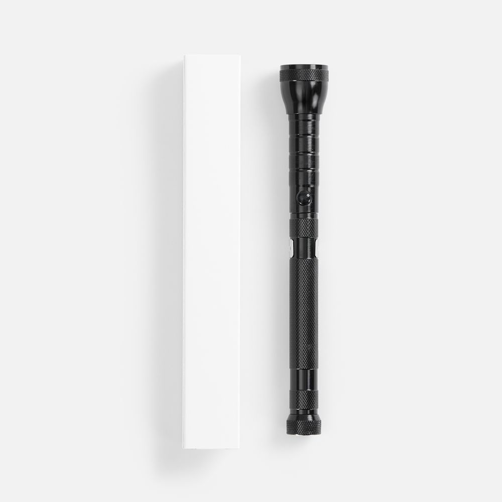 Телескопический фонарь с магнитом Flexion, ver.2, черный / Миниатюра (упак) (1000)