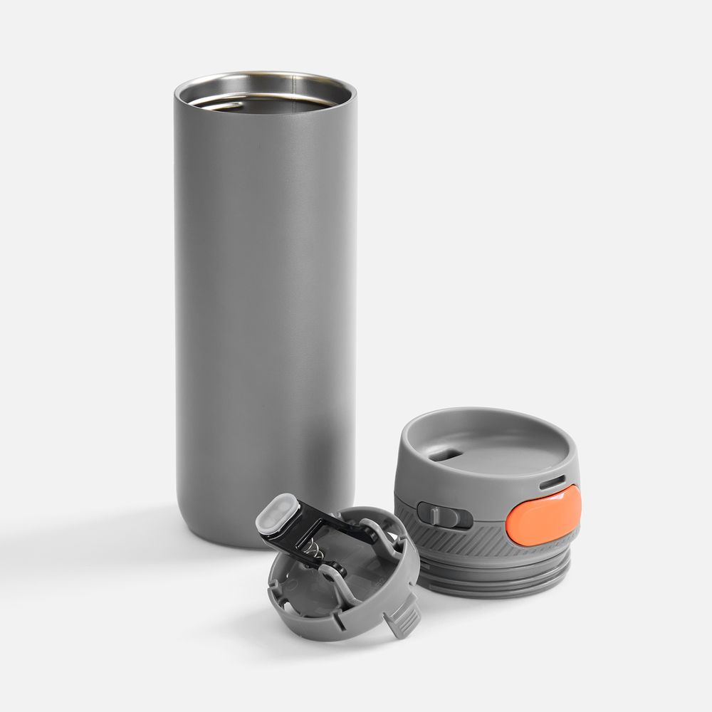Термостакан X1 с цветной кнопкой, серый с оранжевым / Миниатюра WWW (1000)