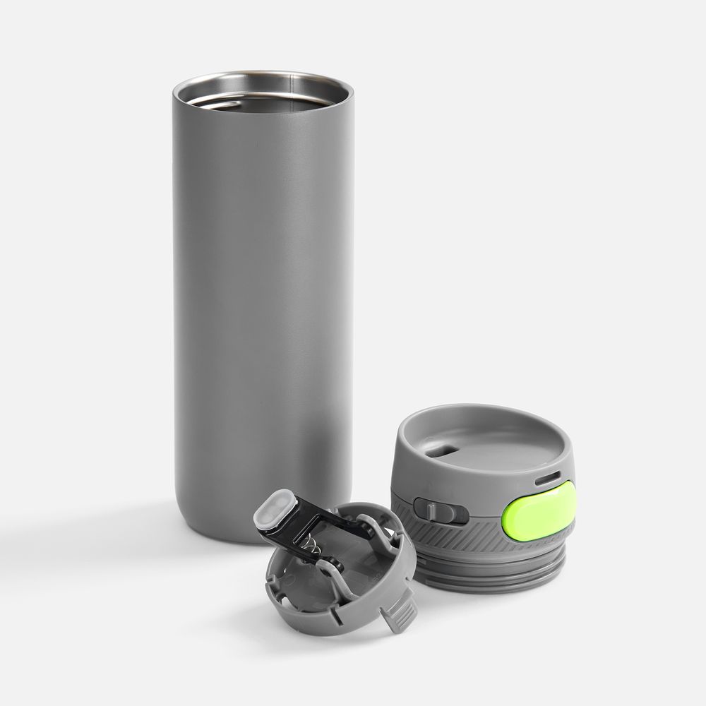 Термостакан X1 с цветной кнопкой, серый с желтым / Миниатюра WWW (1000)