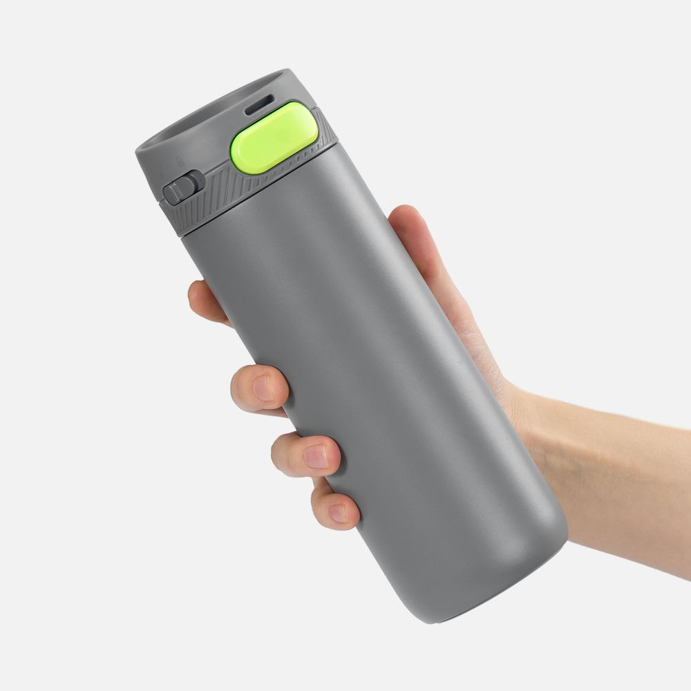 Термостакан X1 с цветной кнопкой, серый с желтым / Миниатюра WWW (1000)