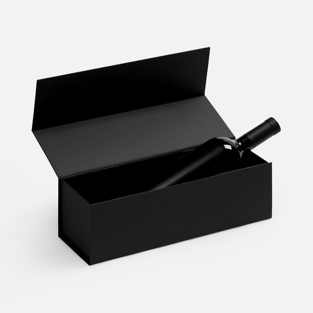 Коробка складная под бутылку Color Jacket Fold, черная / Миниатюра WWW (1000)