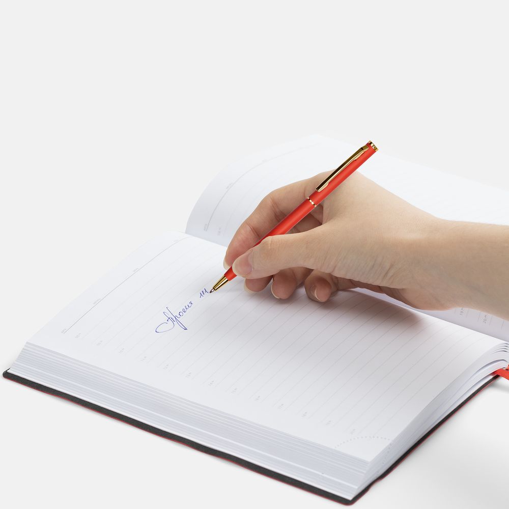 Ручка шариковая Hotel Gold, ver.2, матовая красная / Миниатюра WWW (1000)