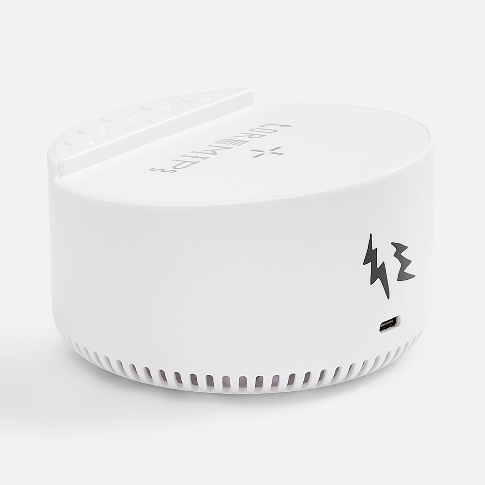 Bluetooth-колонка с беспроводной зарядкой relaxTime, белая / Миниатюра нанесения (1000)