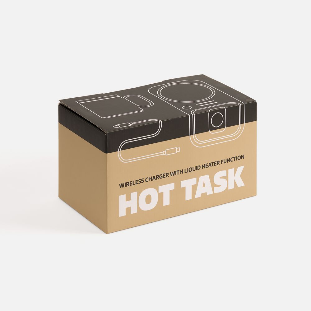 Беспроводное зарядное устройство с подогревом кружки Hot Task, белое / Миниатюра (упак) (1000)