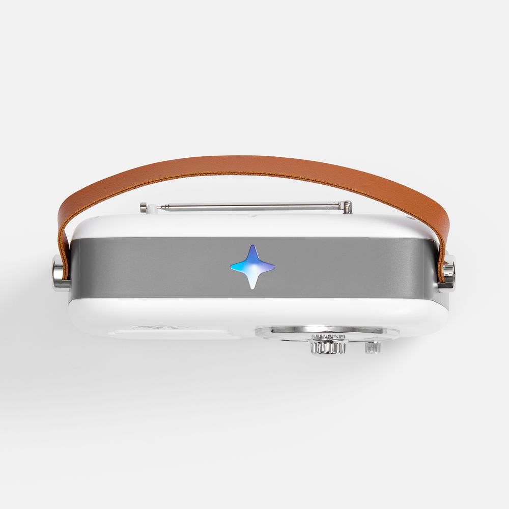 Bluetooth-колонка с радио Retronica, белая / Миниатюра нанесения (1000)