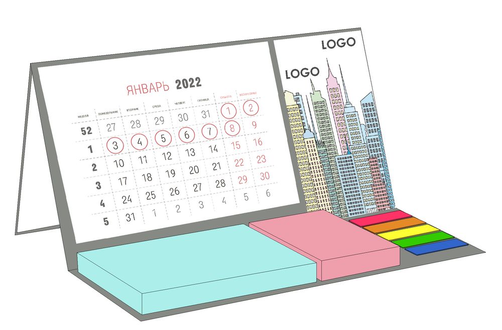 Календарь настольный Sticky на заказ, ver.2, 100 листов / Миниатюра WWW (1000)