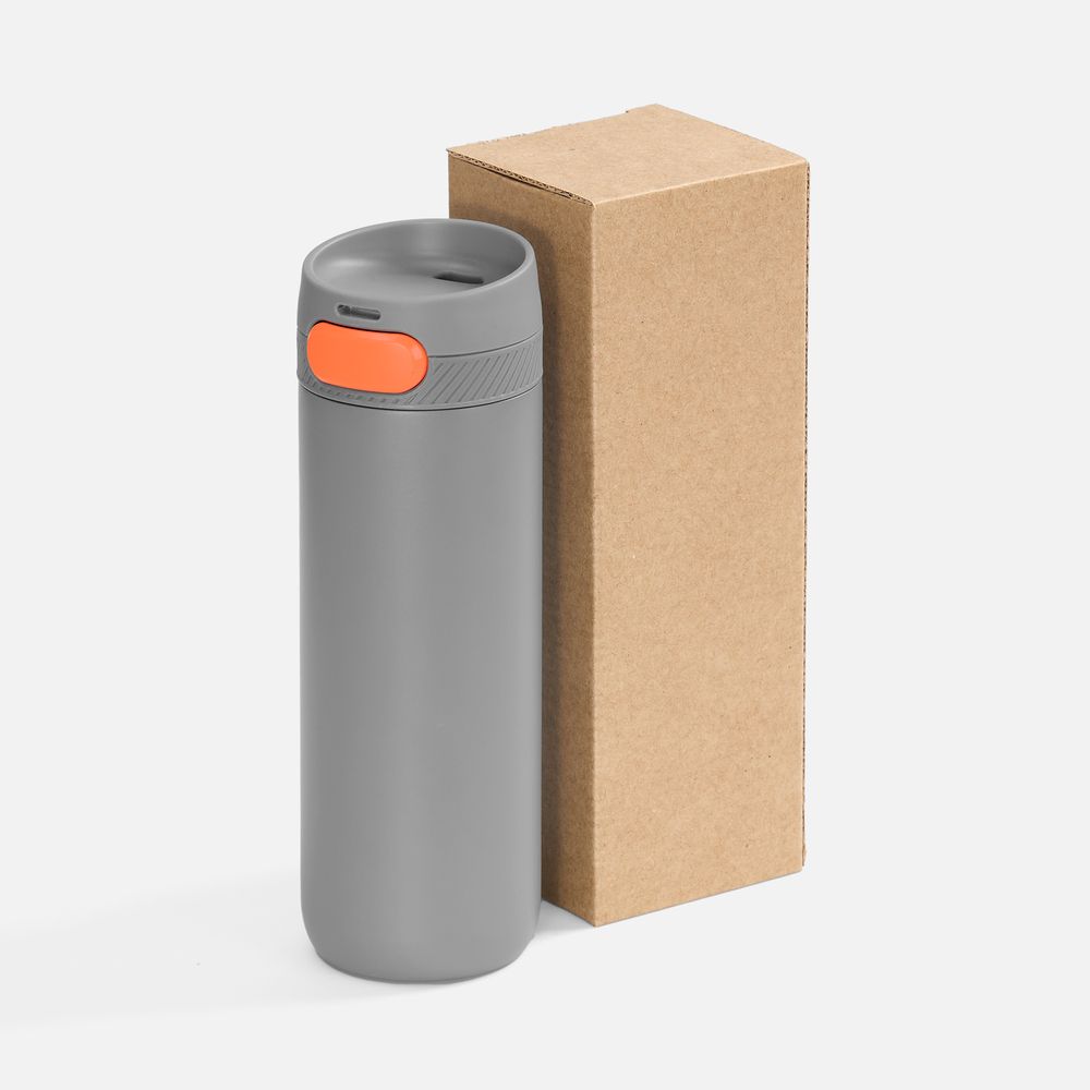 Термостакан X1 с цветной кнопкой, серый с оранжевым / Миниатюра WWW (1000)