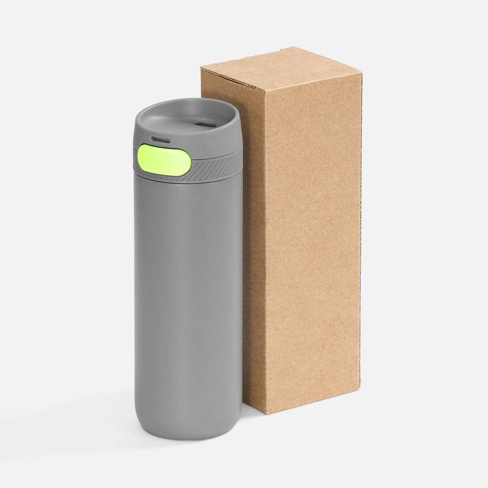 Термостакан X1 с цветной кнопкой, серый с желтым / Миниатюра WWW (1000)