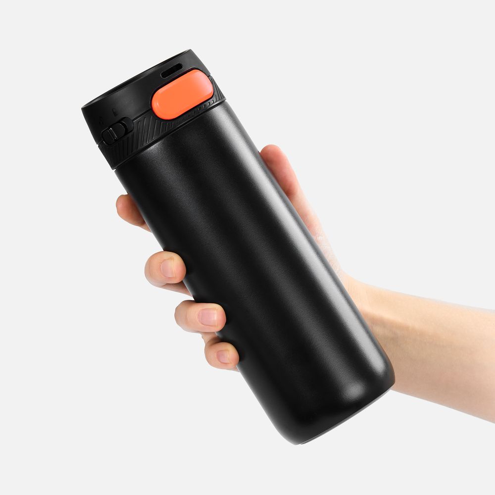 Термостакан X1 с цветной кнопкой, черный с оранжевым / Миниатюра WWW (1000)