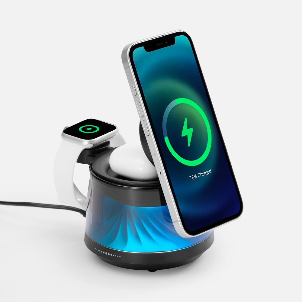 Bluetooth-колонка с подсветкой и беспроводной зарядкой Quantium, черная / Миниатюра WWW (1000)