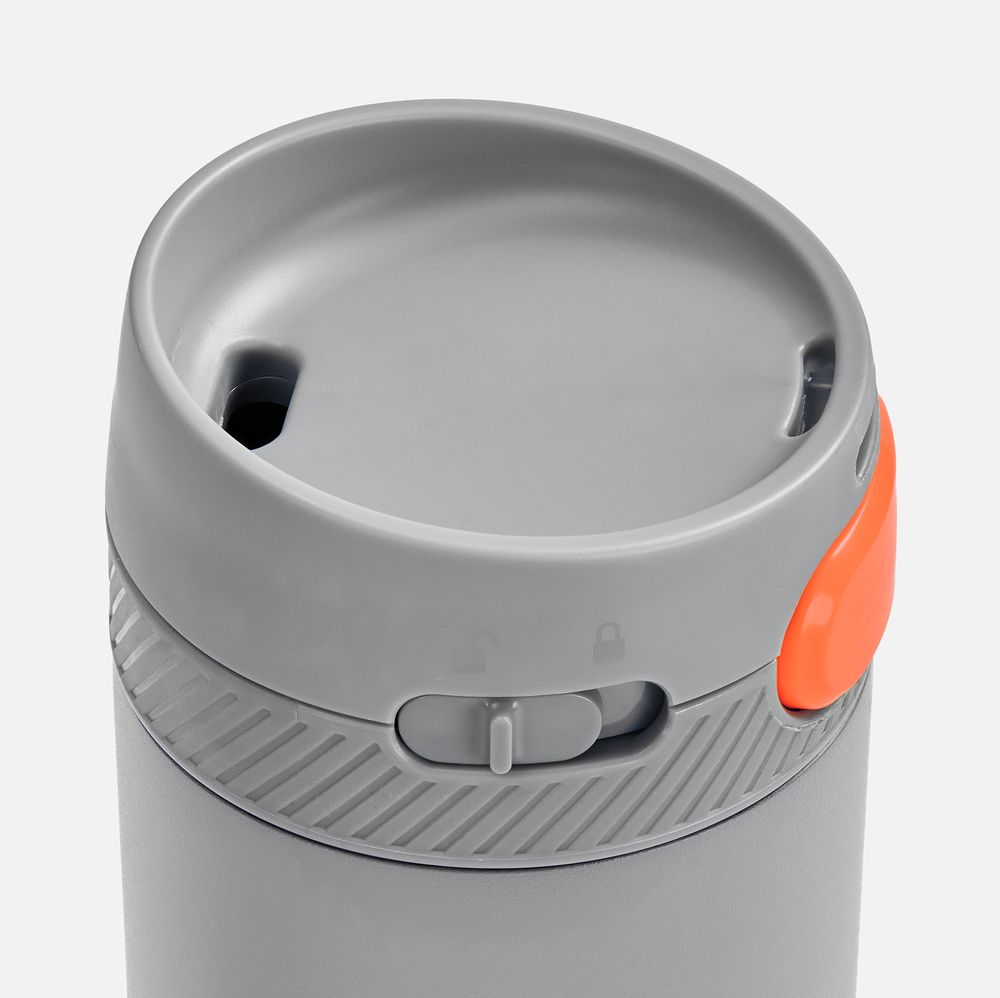 Термостакан X1 с цветной кнопкой, серый с оранжевым / Миниатюра WWW (1000)