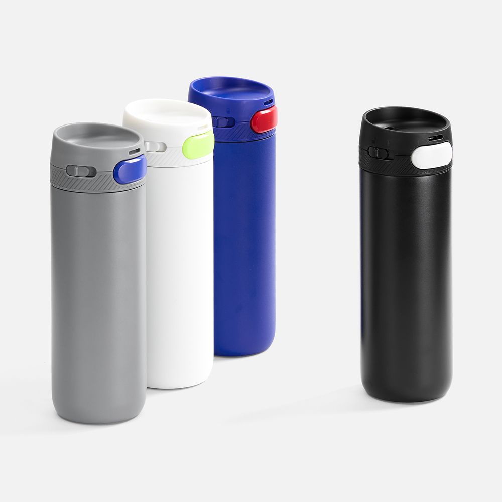 Термостакан X1 с цветной кнопкой, черный с белым / Миниатюра WWW (1000)