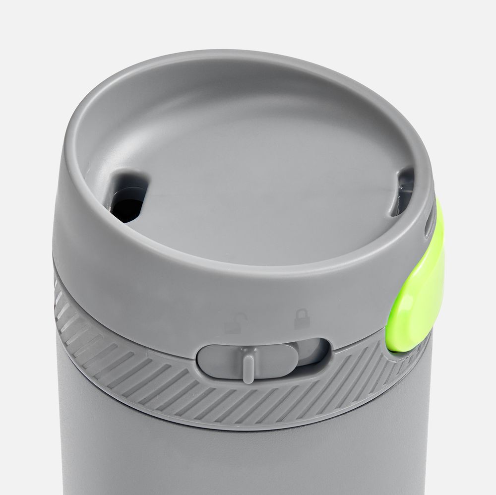 Термостакан X1 с цветной кнопкой, серый с желтым / Миниатюра WWW (1000)