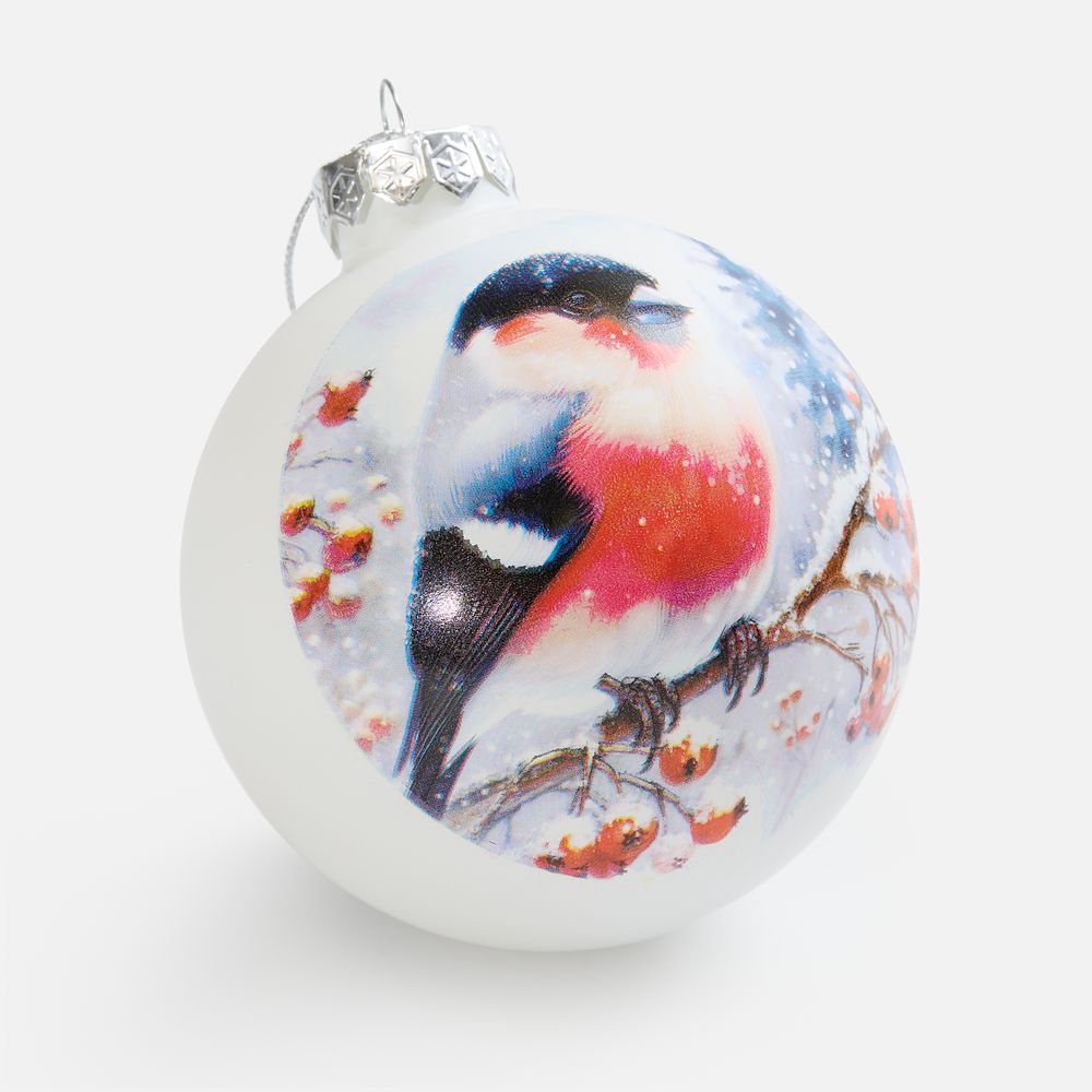 Елочный шар Finery Matt, 10 см, матовый белый / Миниатюра WWW (1000)