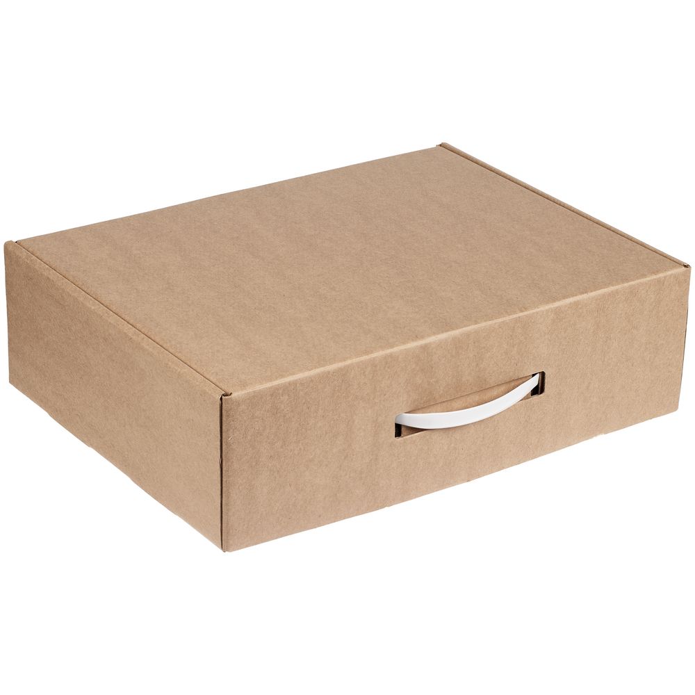 Коробка самосборная Light Case, крафт, с белой ручкой / Миниатюра WWW (1000)