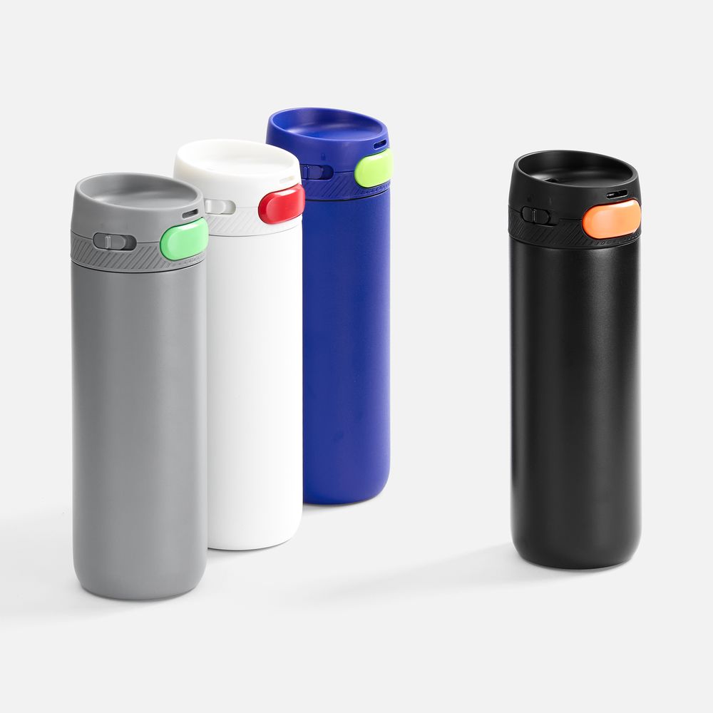 Термостакан X1 с цветной кнопкой, черный с оранжевым / Миниатюра WWW (1000)