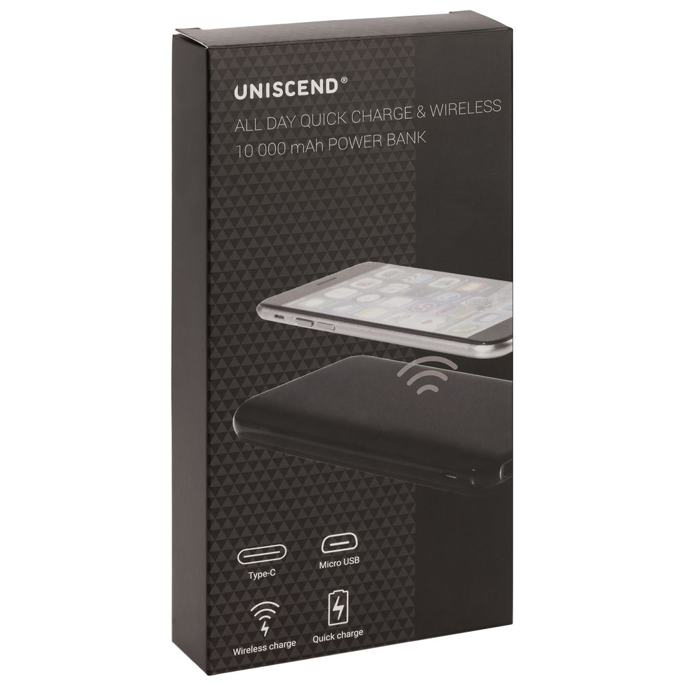 Aккумулятор Uniscend Quick Charge Wireless 10000 мАч, черный / Миниатюра WWW (1000)