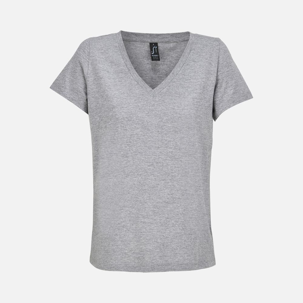 Футболка женская Regent Women с V-образным вырезом, серый меланж / Миниатюра WWW (1000)