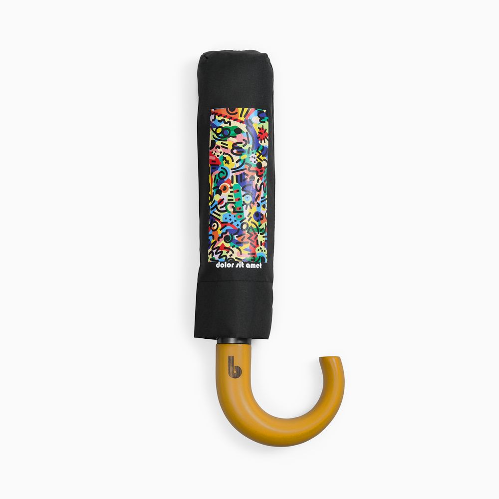 Зонт складной Classic, черный / Миниатюра нанесения (1000)