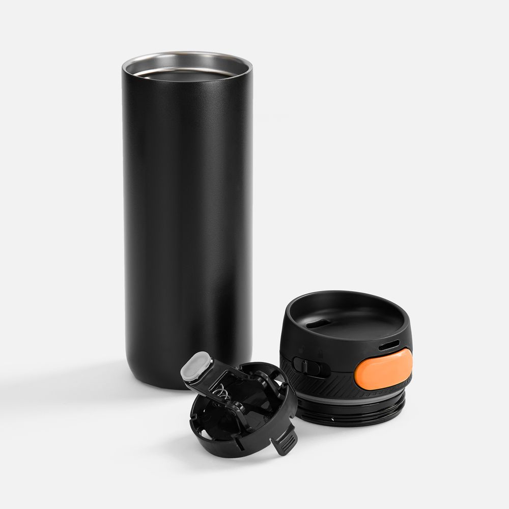 Термостакан X1 с цветной кнопкой, черный с оранжевым / Миниатюра WWW (1000)