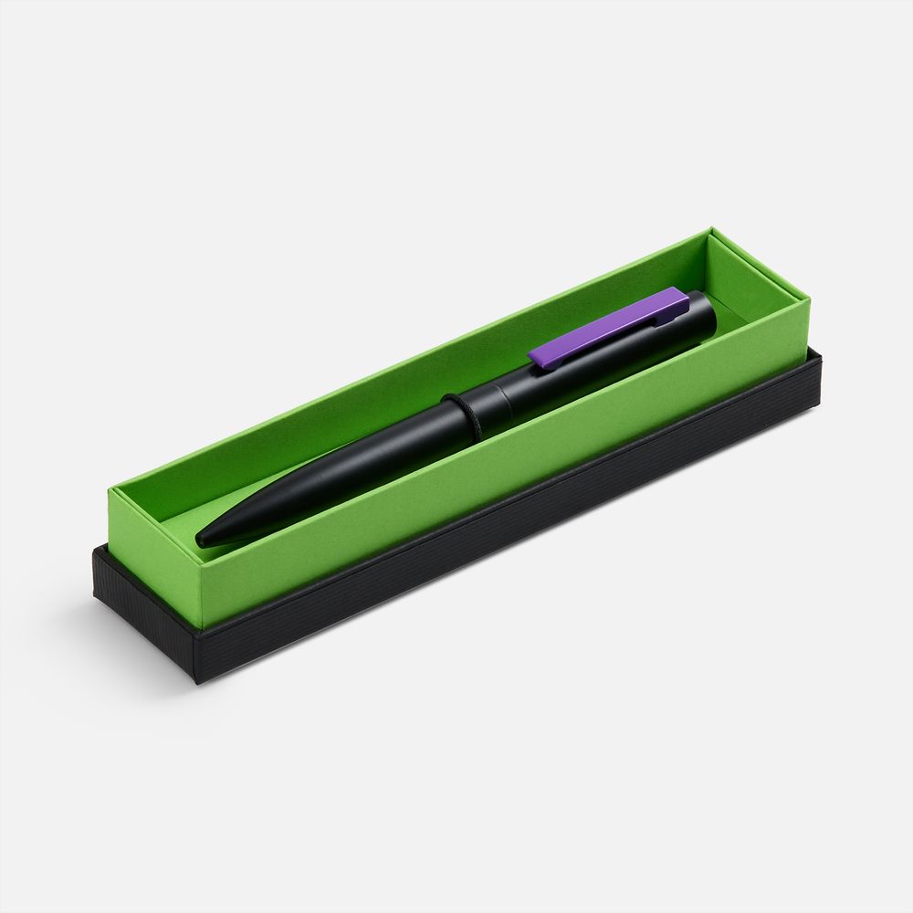 Ручка шариковая Inkolor в футляре, черная с фиолетовым / Миниатюра WWW (1000)