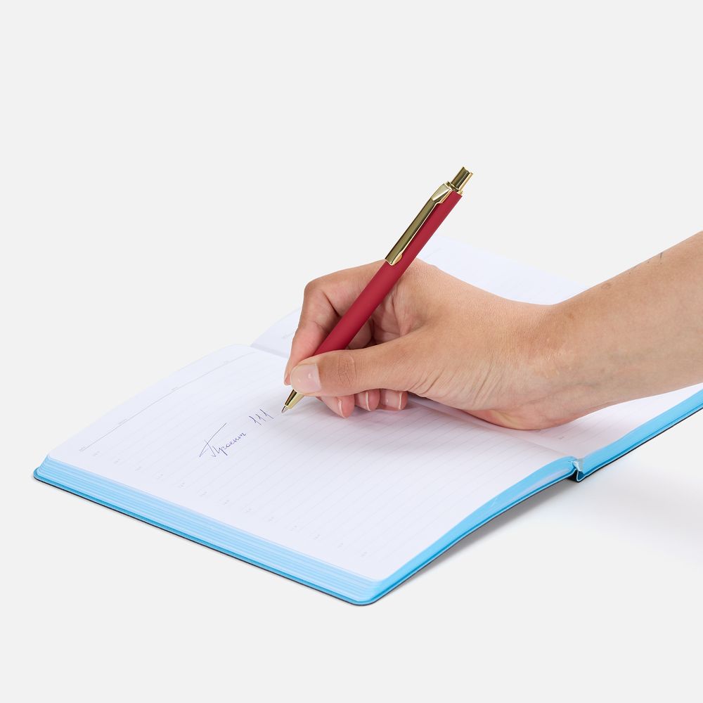 Ручка шариковая Lobby Soft Touch Gold, красная / Миниатюра WWW (1000)