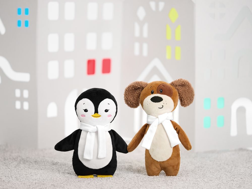 Мягкая игрушка Beastie Toys, пингвиненок с белым шарфом / Миниатюра WWW (1000)