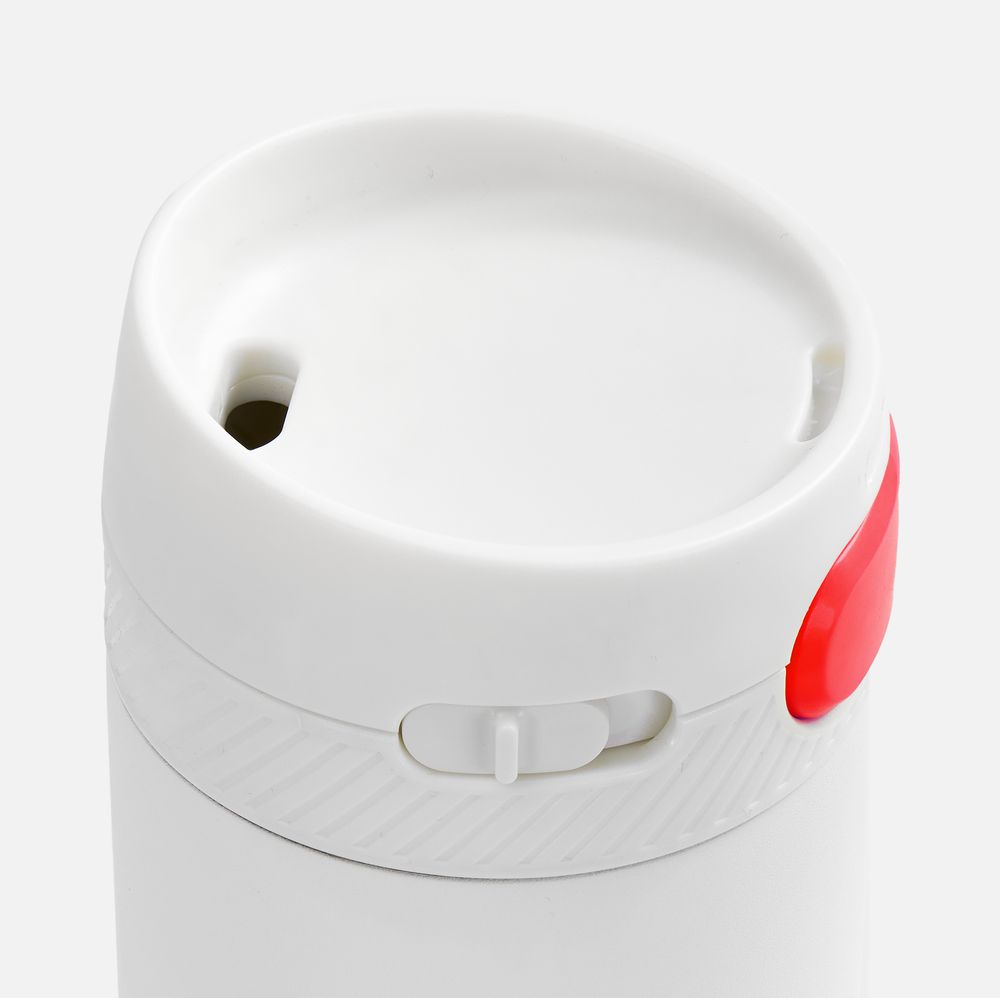 Термостакан X1 с цветной кнопкой, белый с красным / Миниатюра WWW (1000)