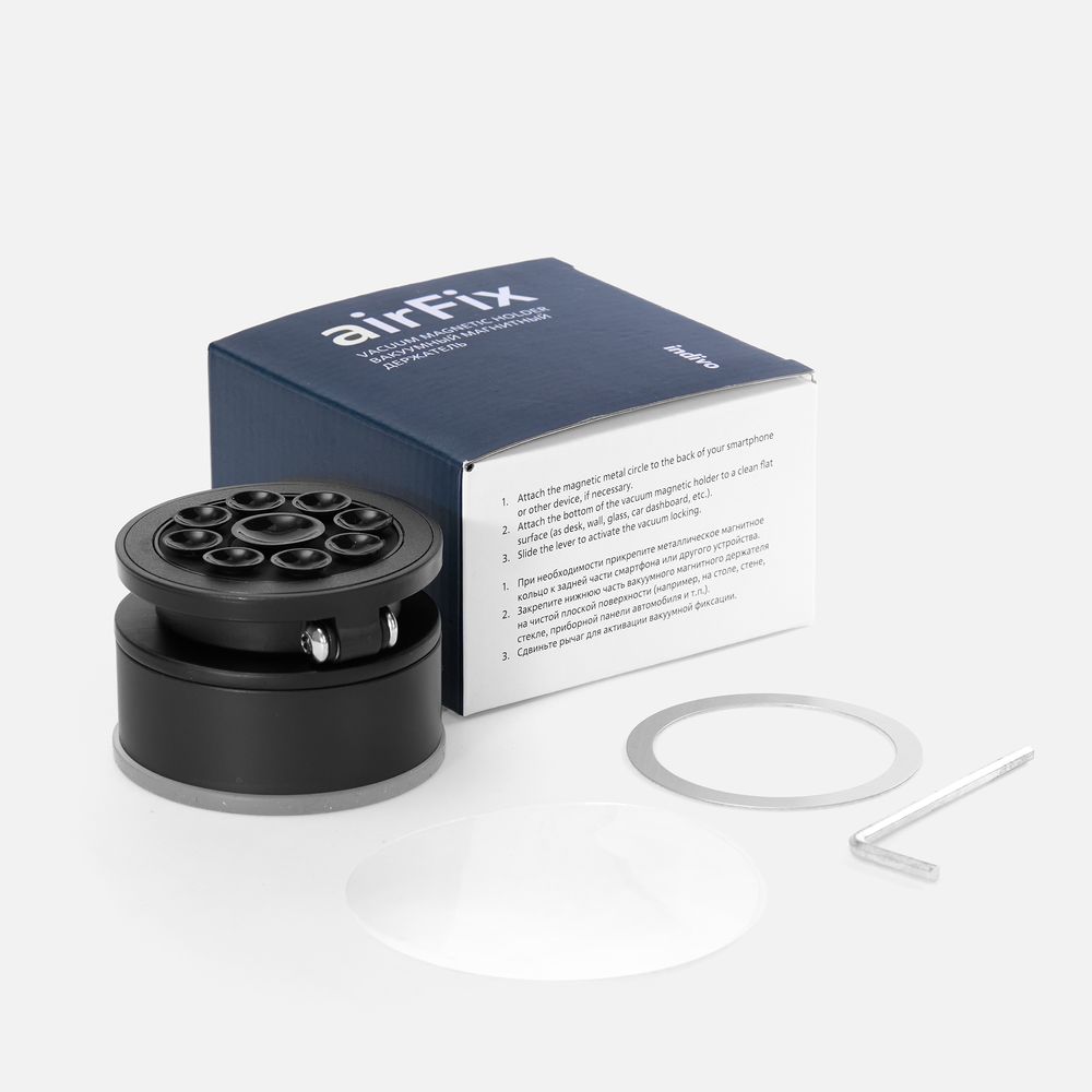 Вакуумная магнитная подставка airFix, черная с серым / Миниатюра WWW (1000)