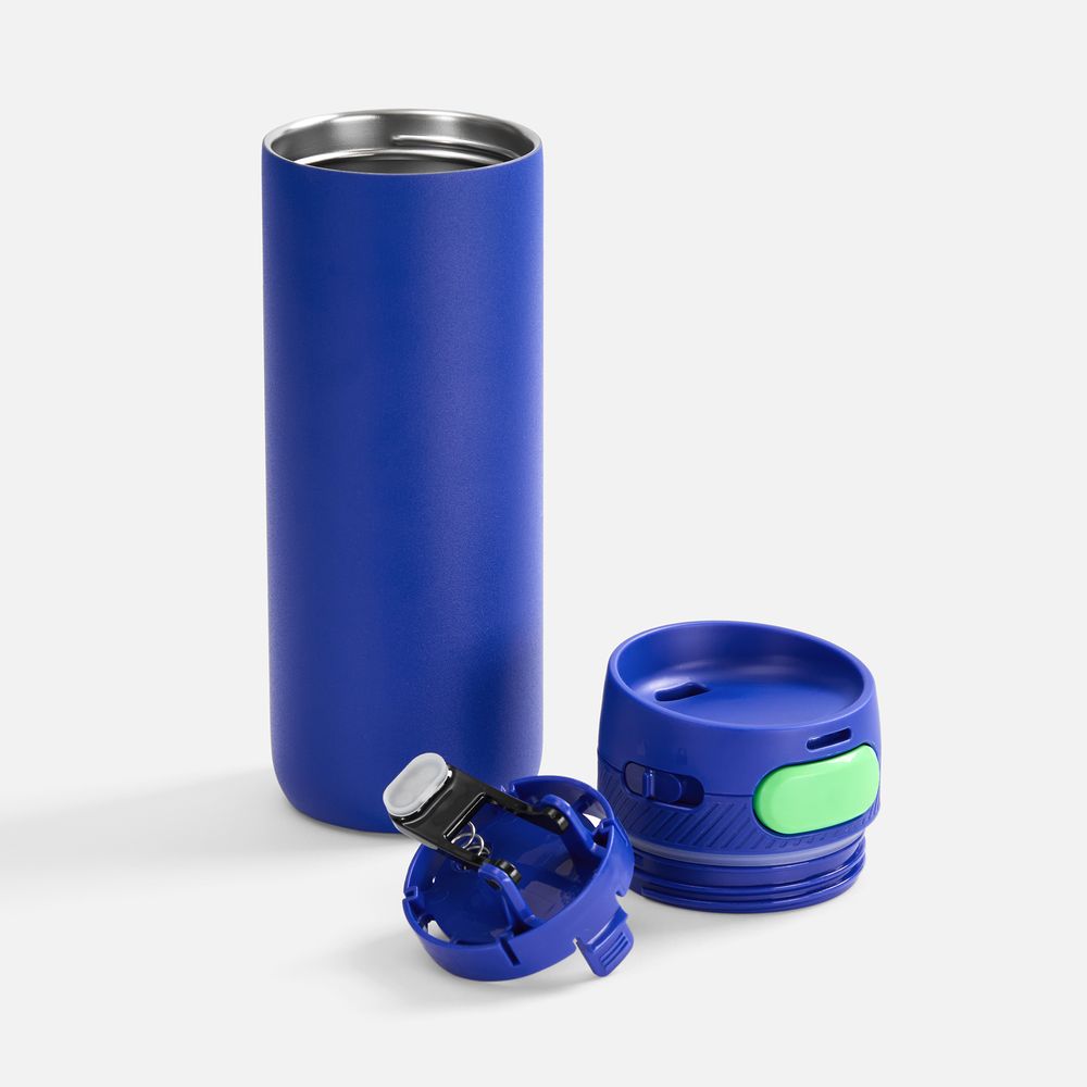 Термостакан X1 с цветной кнопкой, синий с зеленым / Миниатюра WWW (1000)