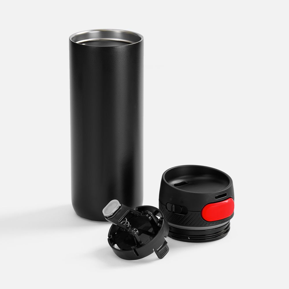Термостакан X1 с цветной кнопкой, черный с красным / Миниатюра WWW (1000)