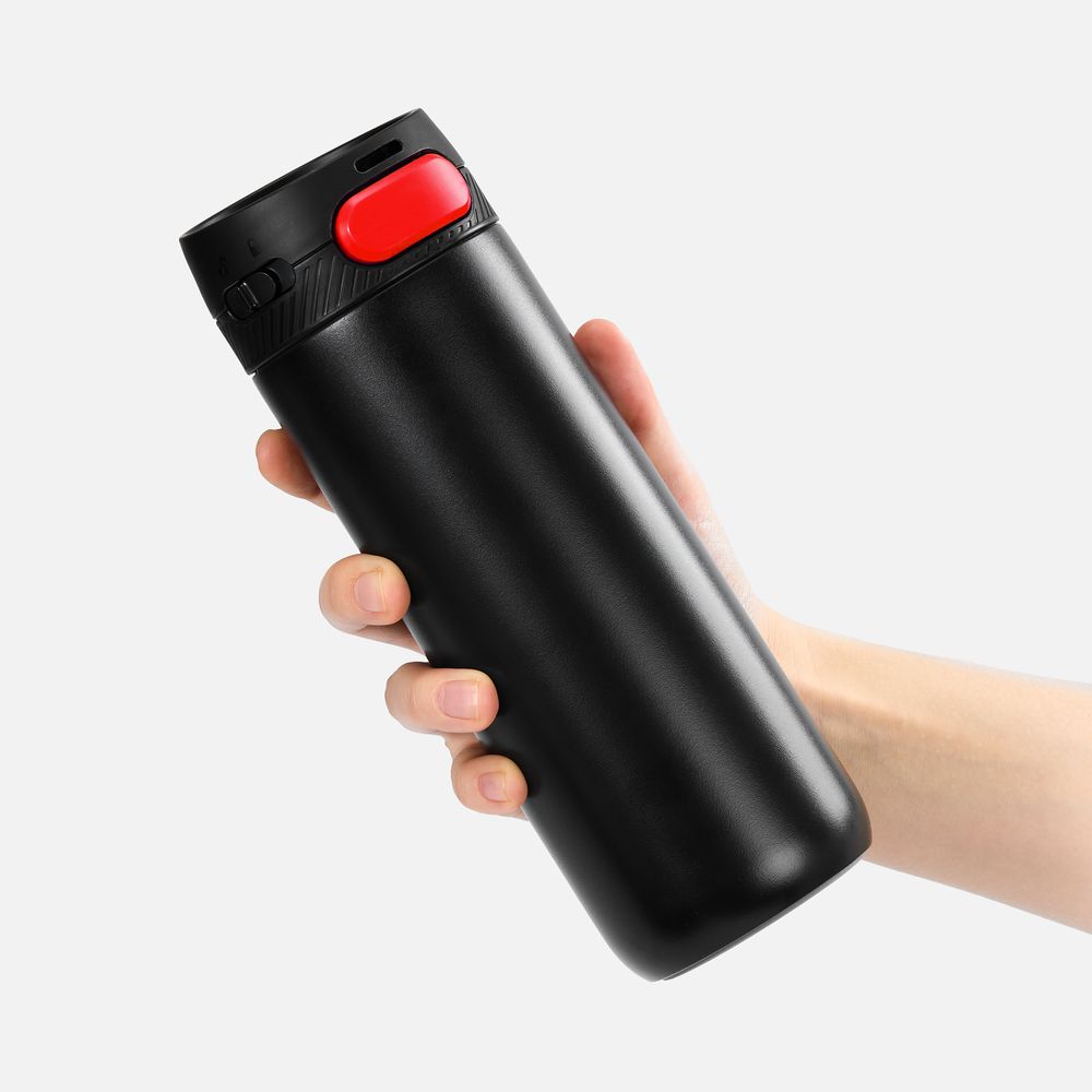 Термостакан X1 с цветной кнопкой, черный с красным / Миниатюра WWW (1000)