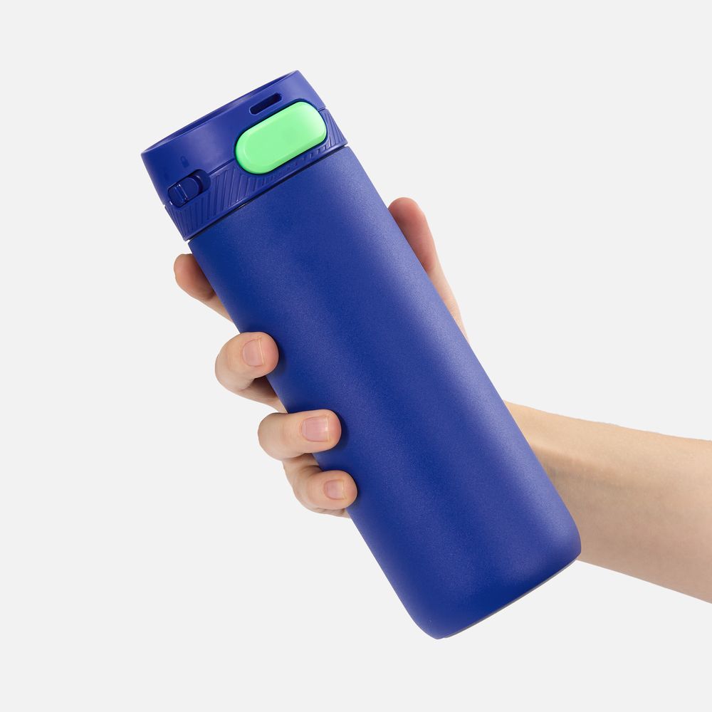 Термостакан X1 с цветной кнопкой, синий с зеленым / Миниатюра WWW (1000)