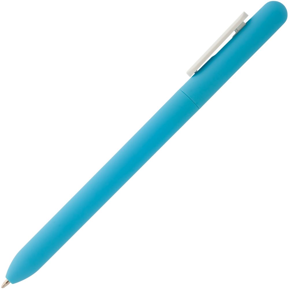 Ручка шариковая Slider Soft Touch, голубая с белым / Миниатюра WWW (1000)