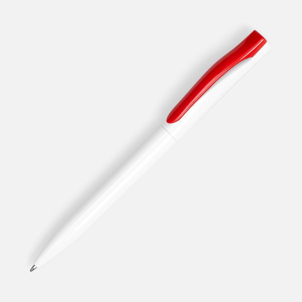 Ручка шариковая Pin, белая с красным / Миниатюра WWW (1000)
