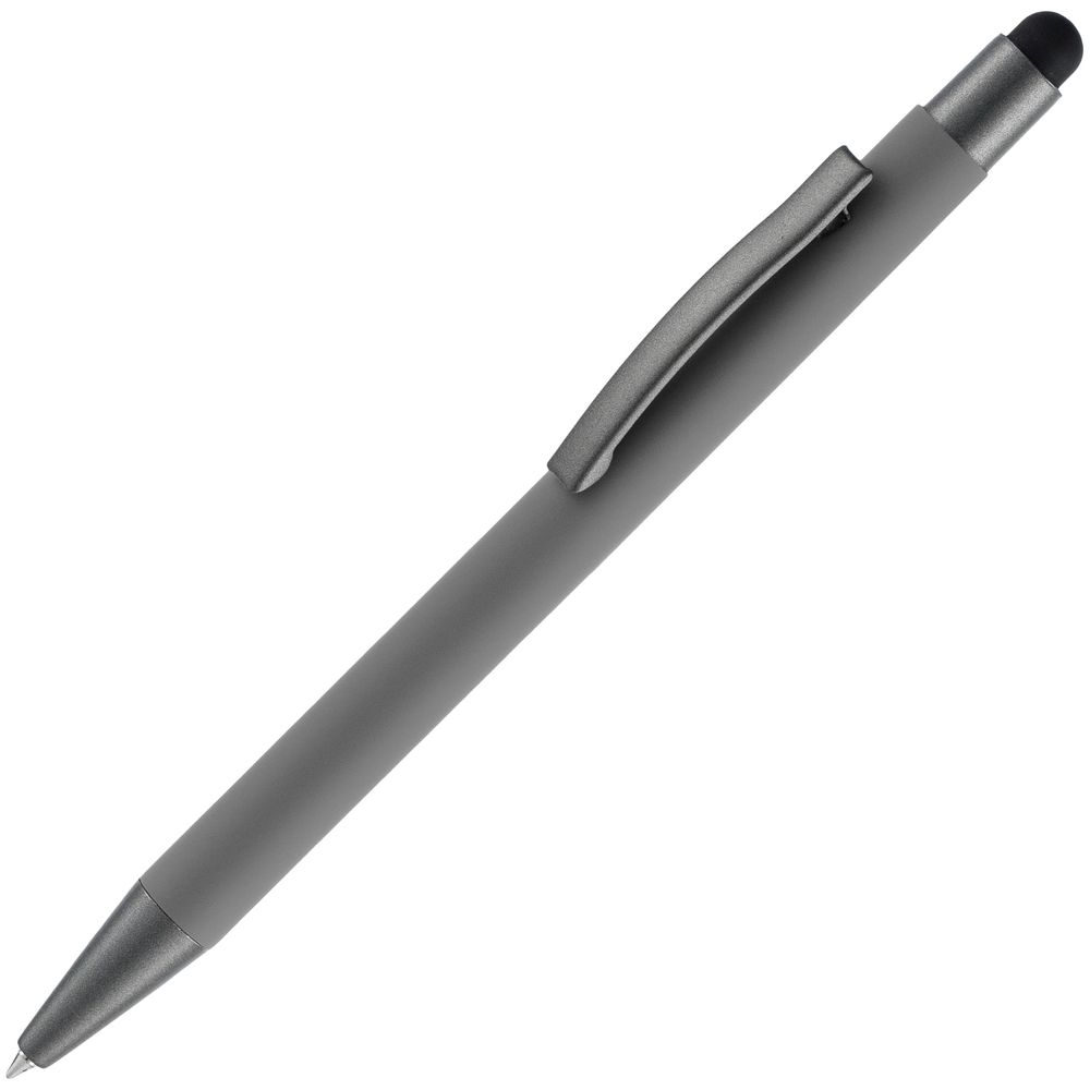 Ручка шариковая Atento Soft Touch со стилусом, серая / Миниатюра WWW (1000)