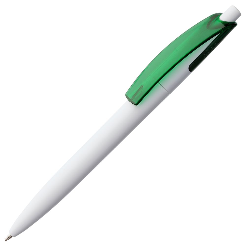 Ручка шариковая Bento, белая с зеленым / Миниатюра WWW (1000)
