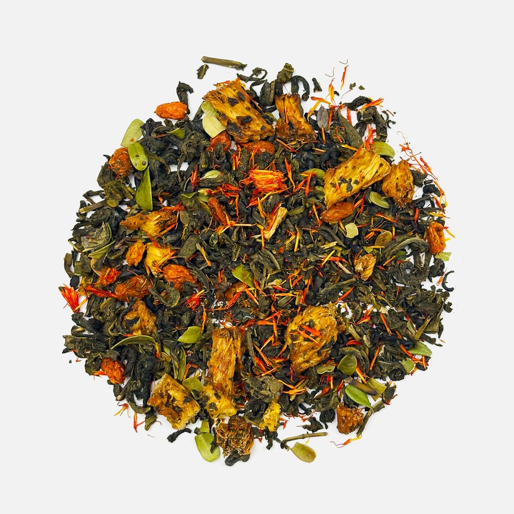 Чай «Сокочай», зеленый с соком ананаса, облепихой, толокнянкой и сафлором / Миниатюра WWW (1000)