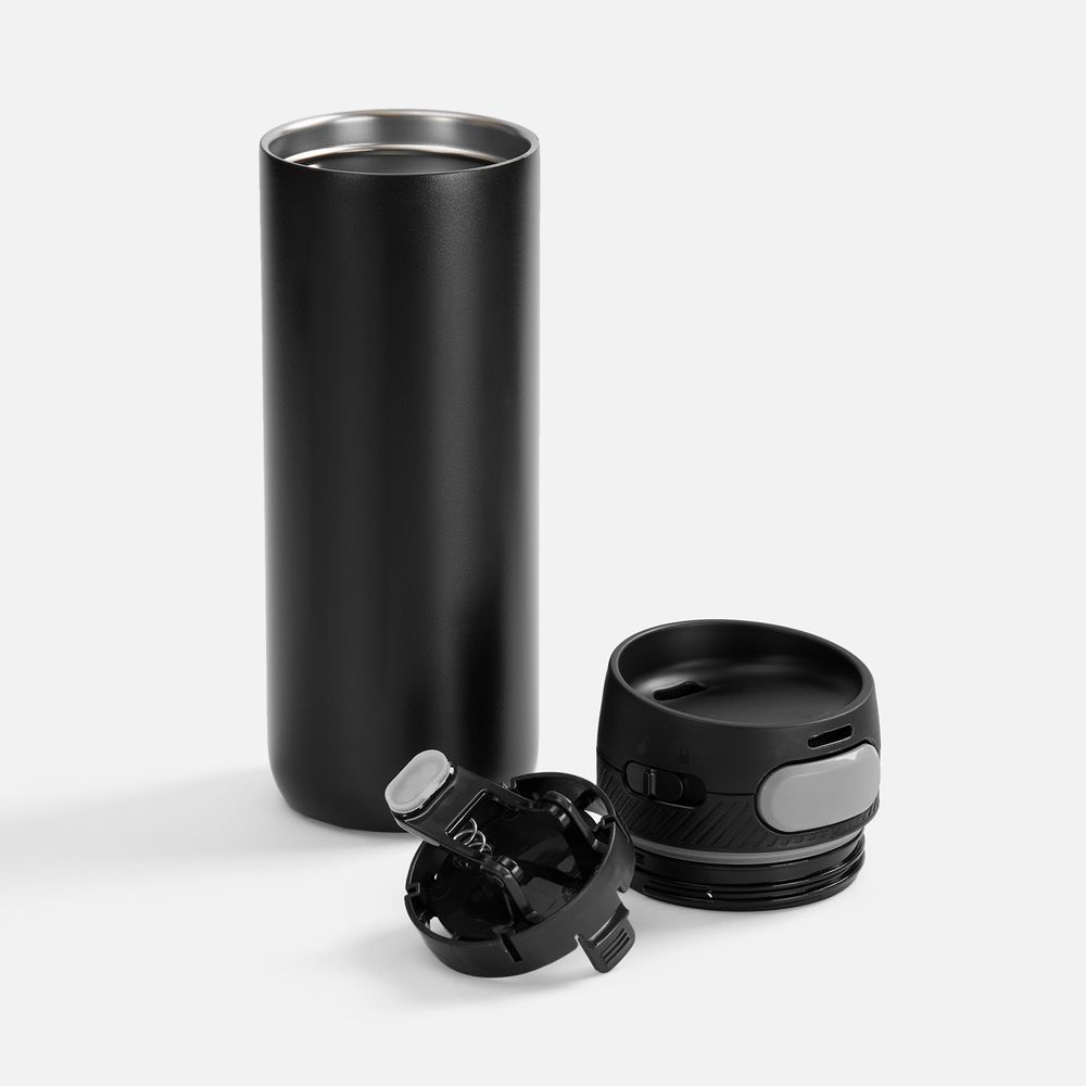 Термостакан X1 с цветной кнопкой, черный с серым / Миниатюра WWW (1000)