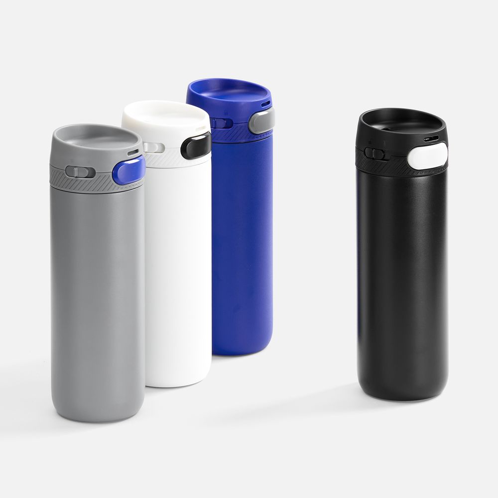 Термостакан X1 с цветной кнопкой, серый с оранжевым / Миниатюра WWW (1000)