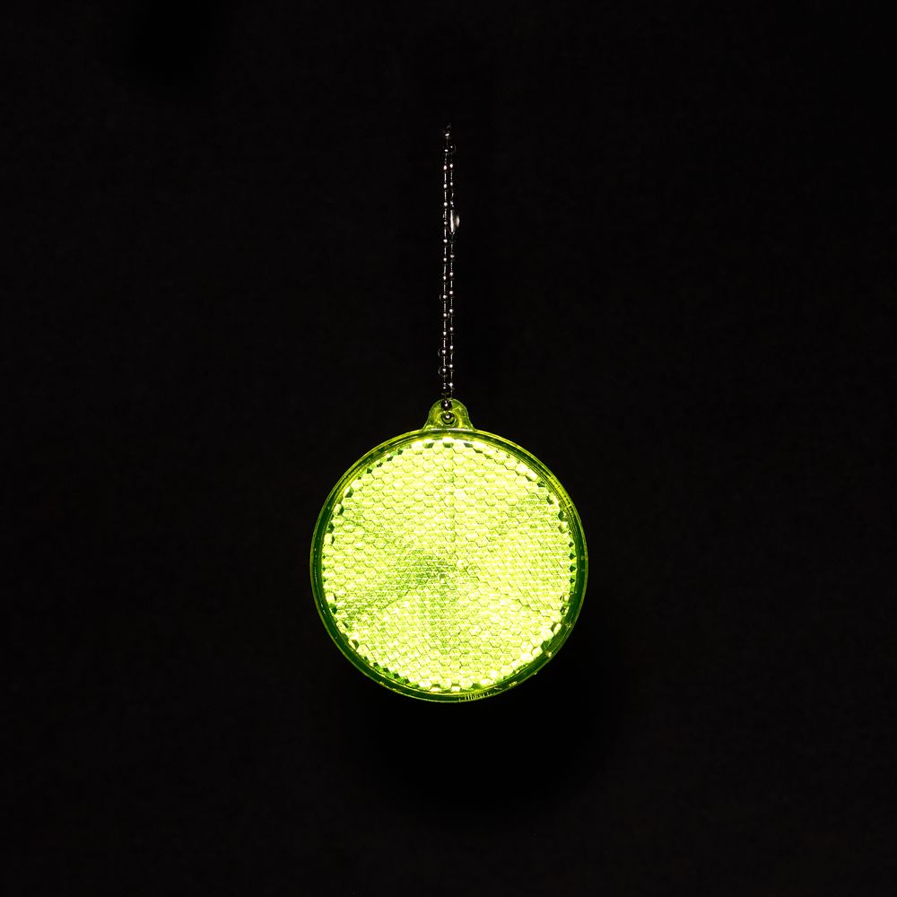 Пешеходный светоотражатель с цепочкой «Круг», неон-желтый / Миниатюра WWW (1000)