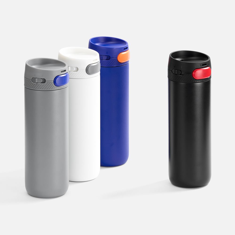 Термостакан X1 с цветной кнопкой, серый с оранжевым / Миниатюра WWW (1000)