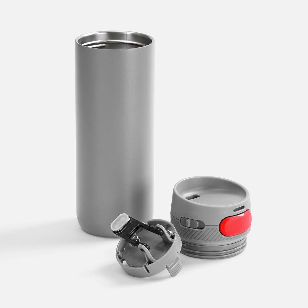 Термостакан X1 с цветной кнопкой, серый с красным / Миниатюра WWW (1000)