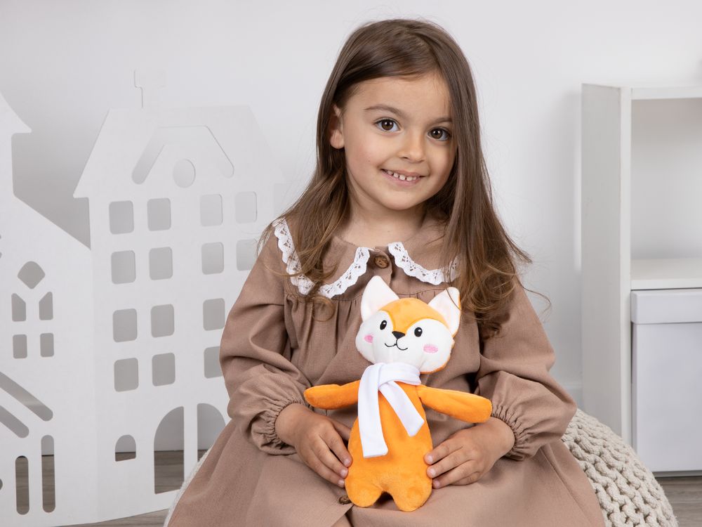 Мягкая игрушка Beastie Toys, лисенок с белым шарфом / Миниатюра WWW (1000)
