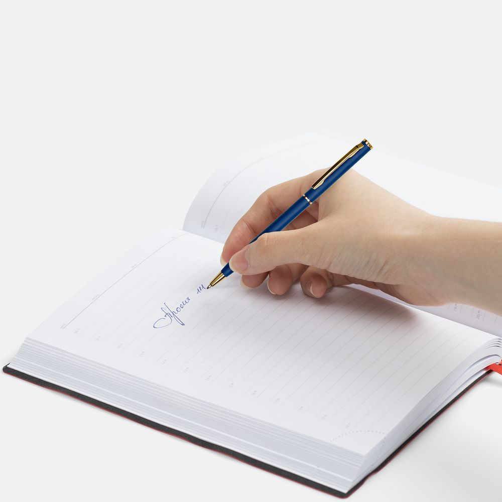 Ручка шариковая Hotel Gold, ver.2, матовая синяя / Миниатюра WWW (1000)