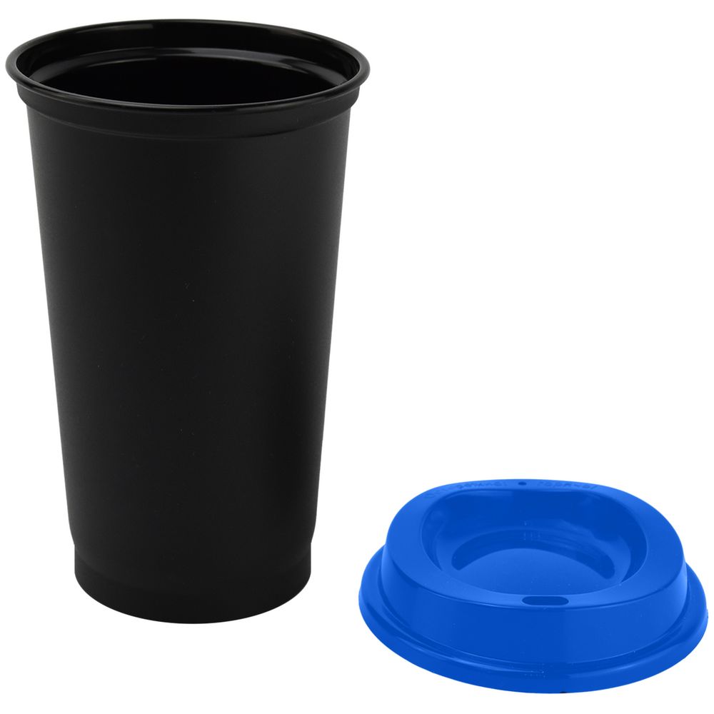 Стакан с крышкой Color Cap Black, черный с синим / Миниатюра WWW (1000)