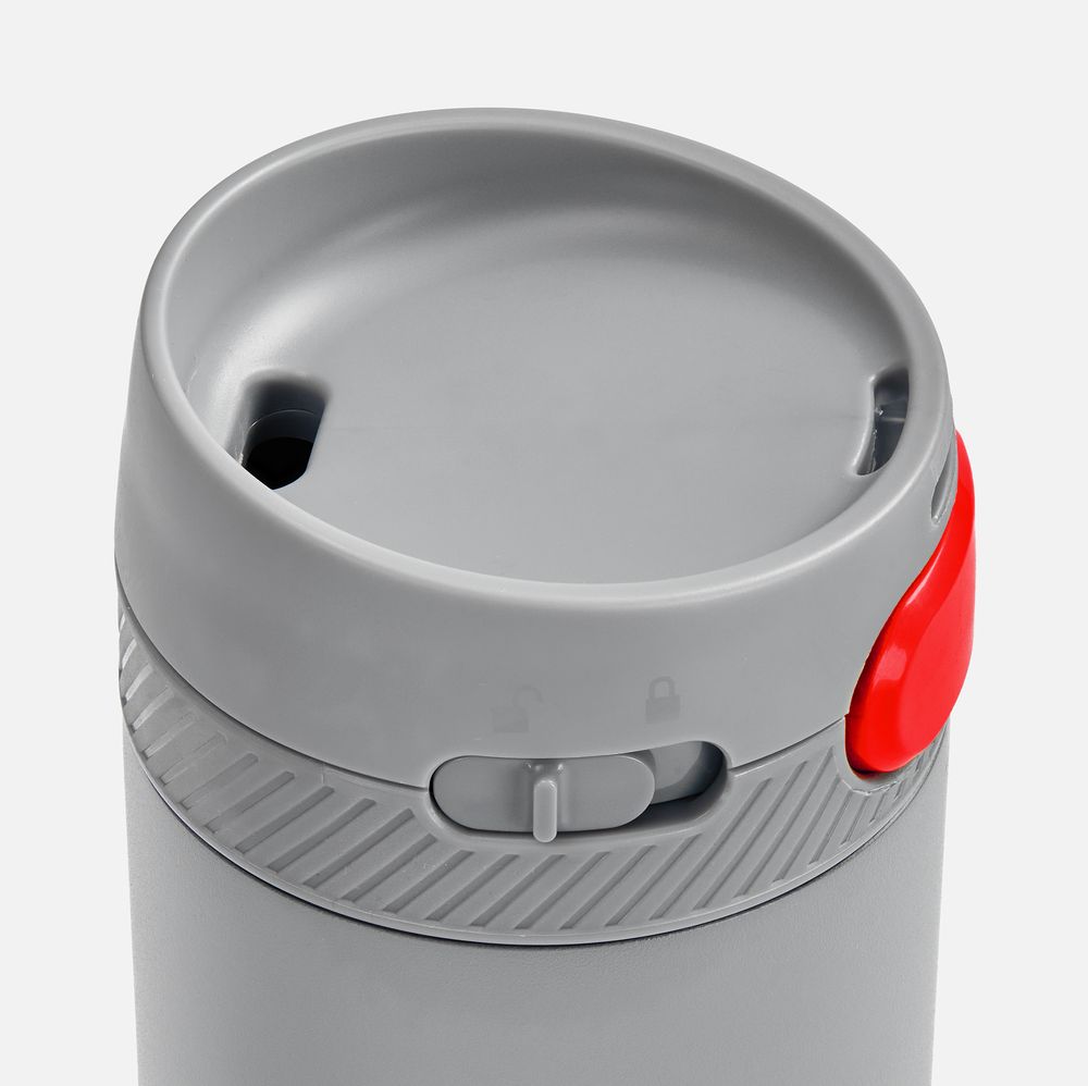 Термостакан X1 с цветной кнопкой, серый с красным / Миниатюра WWW (1000)