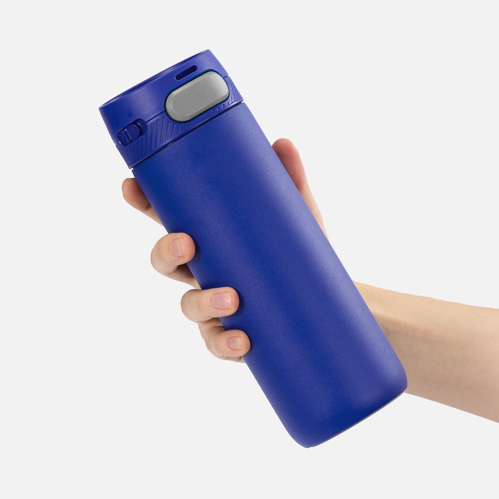 Термостакан X1 с цветной кнопкой, синий с серым / Миниатюра WWW (1000)